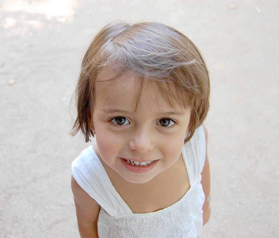 little girl with a short haircut