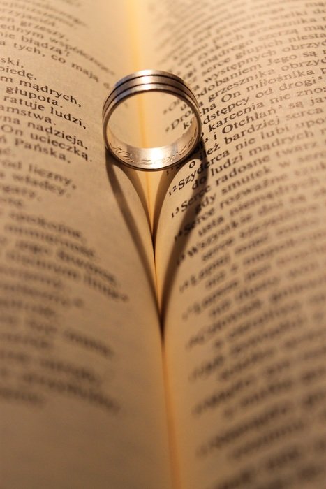 The shadow of golden ring is a heart