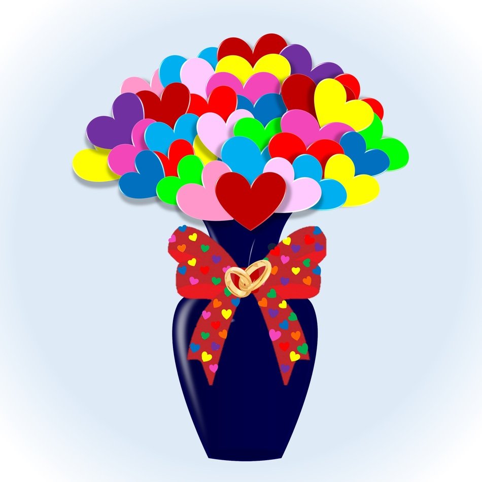 drawn bouquet of hearts