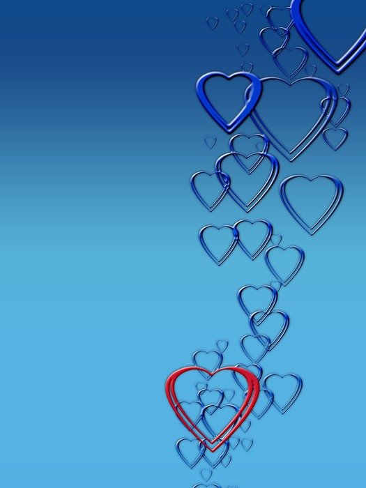 empty hearts on blue background