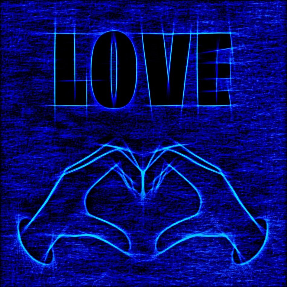 hand hearts on a blue background