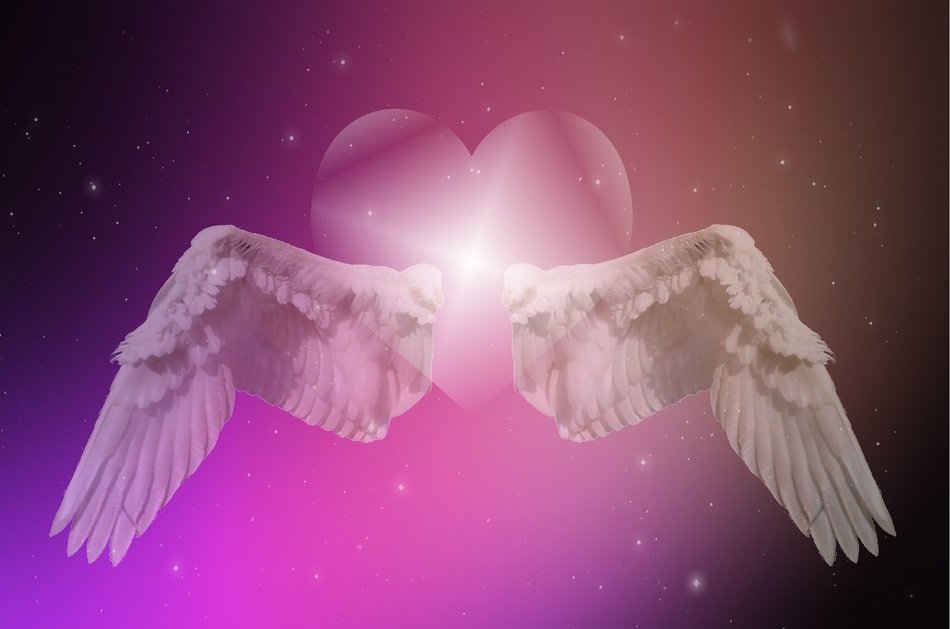 flying heart on a pink background