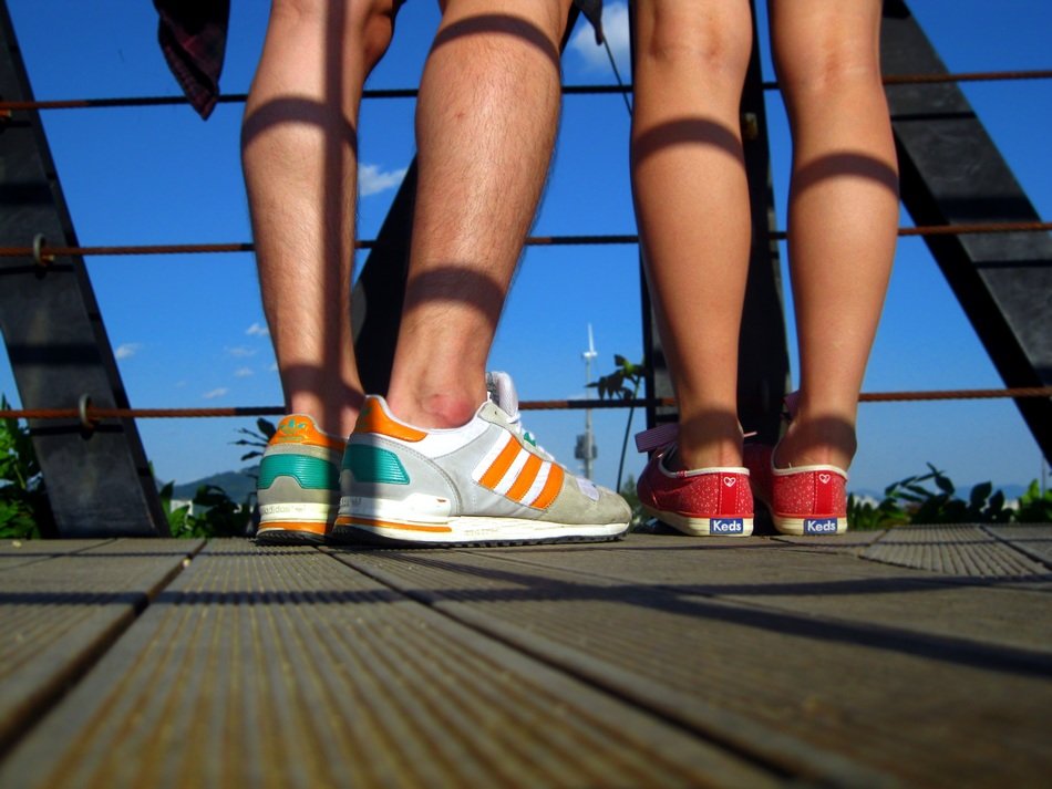 sneakers on children's feet