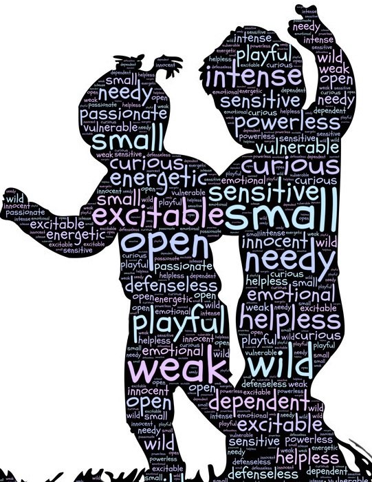 Silhouettes of children with inscriptions