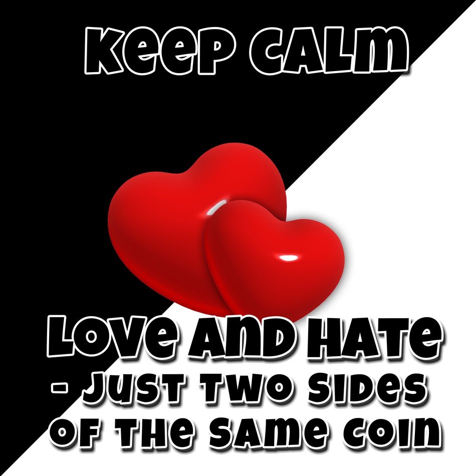 love and hate, illustration with red hearts