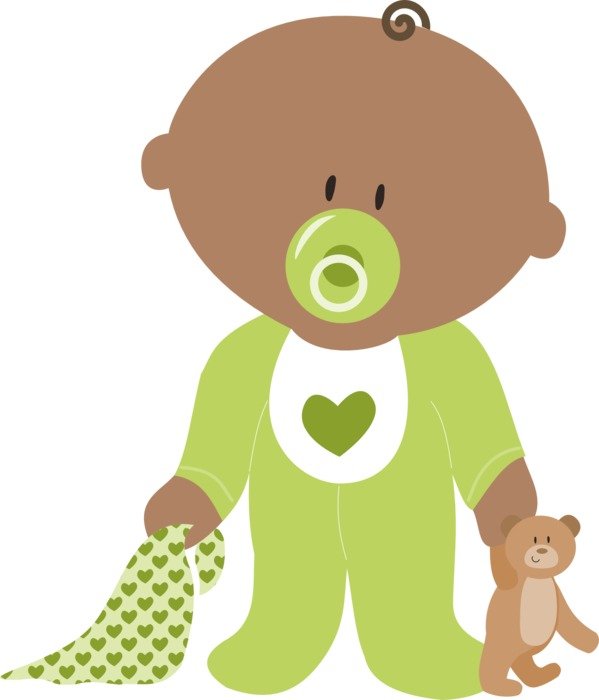bdrawing of a newborn baby in green clothes