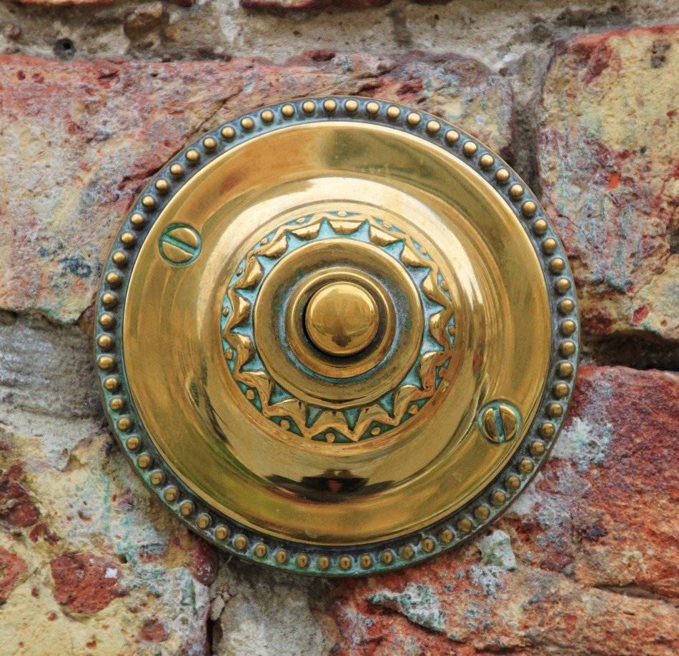 golden door lock on the wall