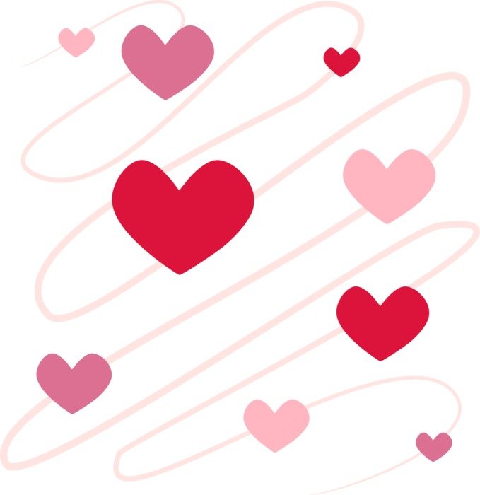 hearts in a connection line as a graphic image