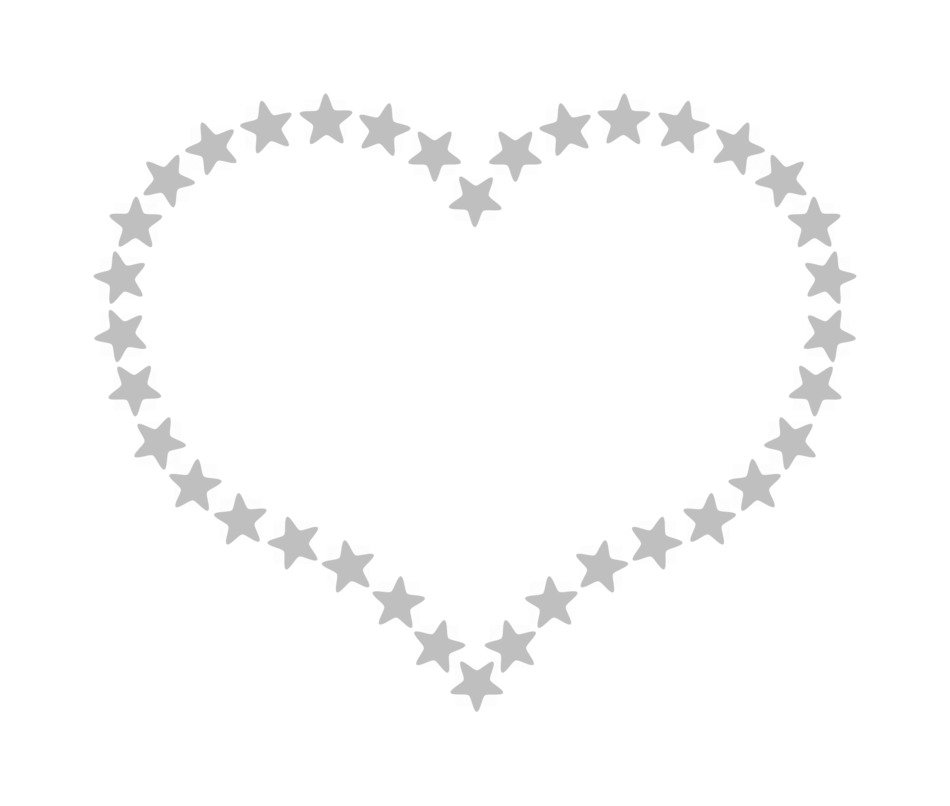 Heart made of the grey stars on white background