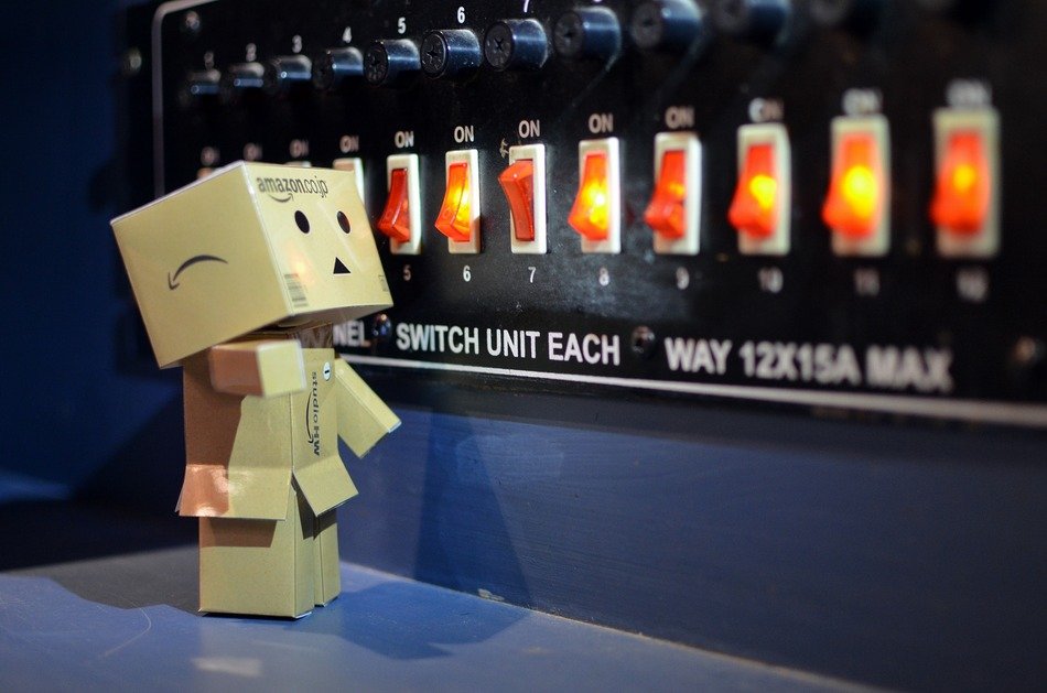 danbo stands near computer switches