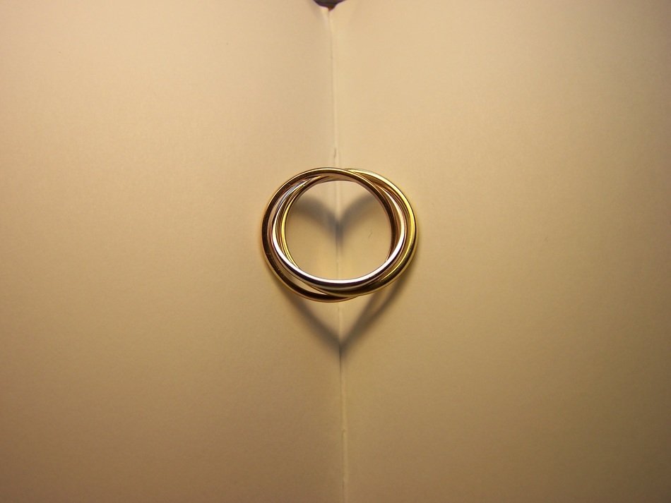 the shadow of the rings in the form of the heart
