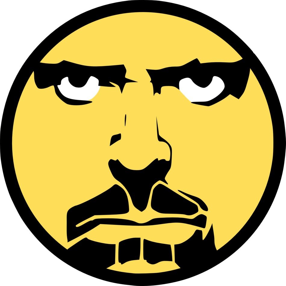 evil face of a man in a circle