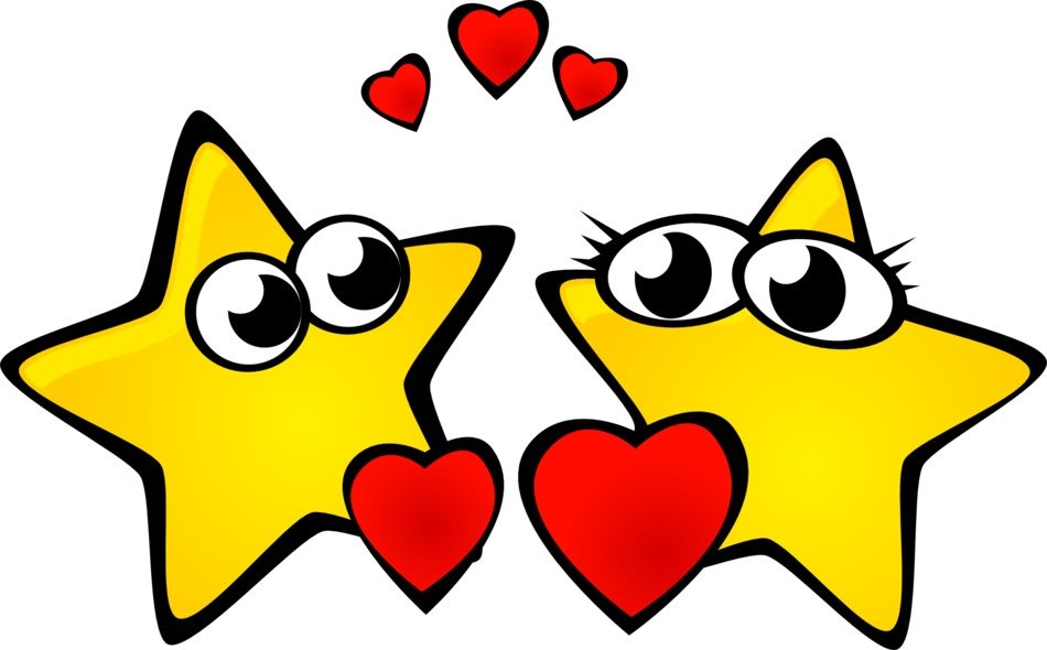 graphic image of two yellow stars in love