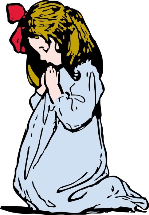 praying girl on the knees