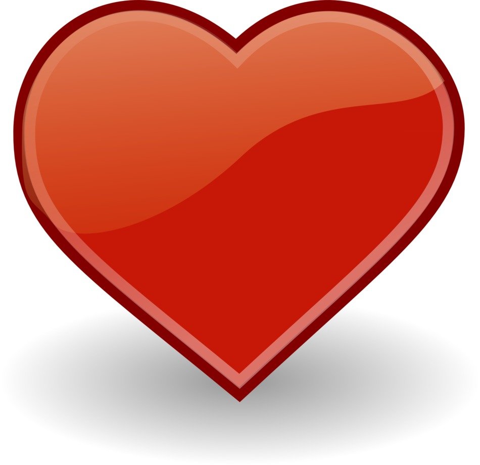 Ä°llustration of red heart with the shadow at white background