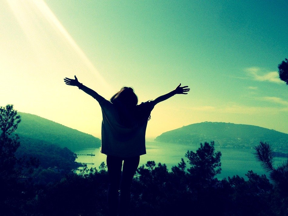 Girl is feeling happy in the Istanbul