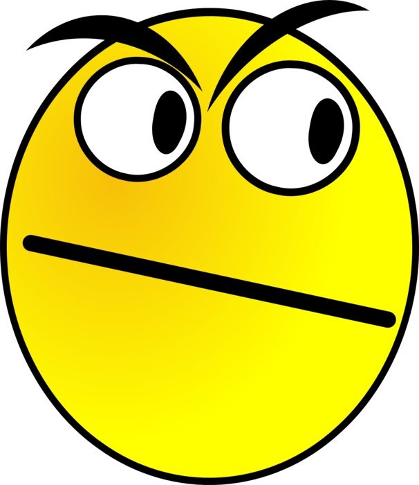 angry smiley on white background