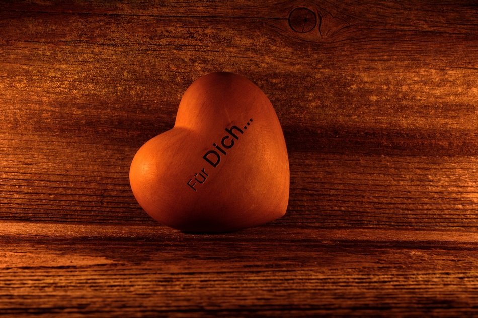 wooden heart on the table