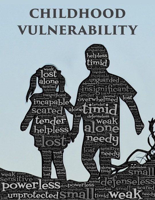 vulnerable childhood as a silhouettes in the picture
