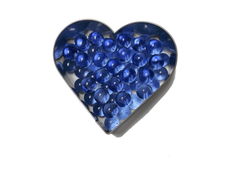 heart blue marbles
