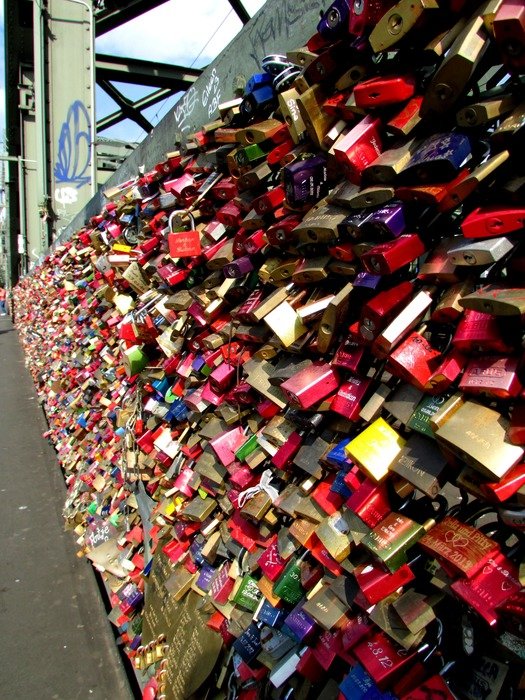 love locks on the railway bridge