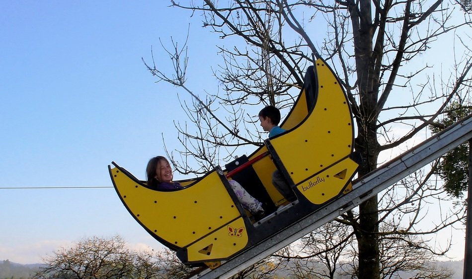 yellow swing in the theme park