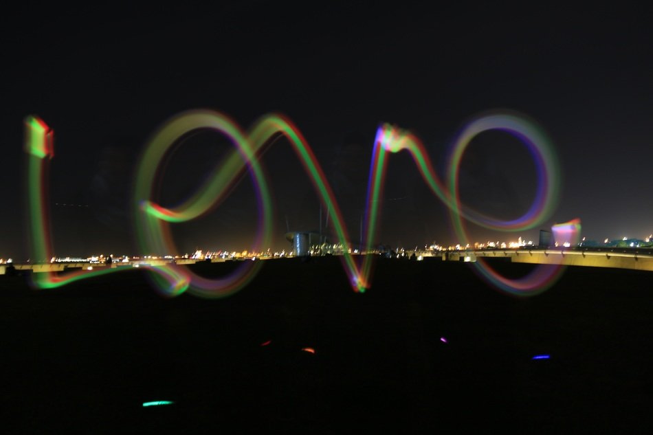 glowstick inscription love at night
