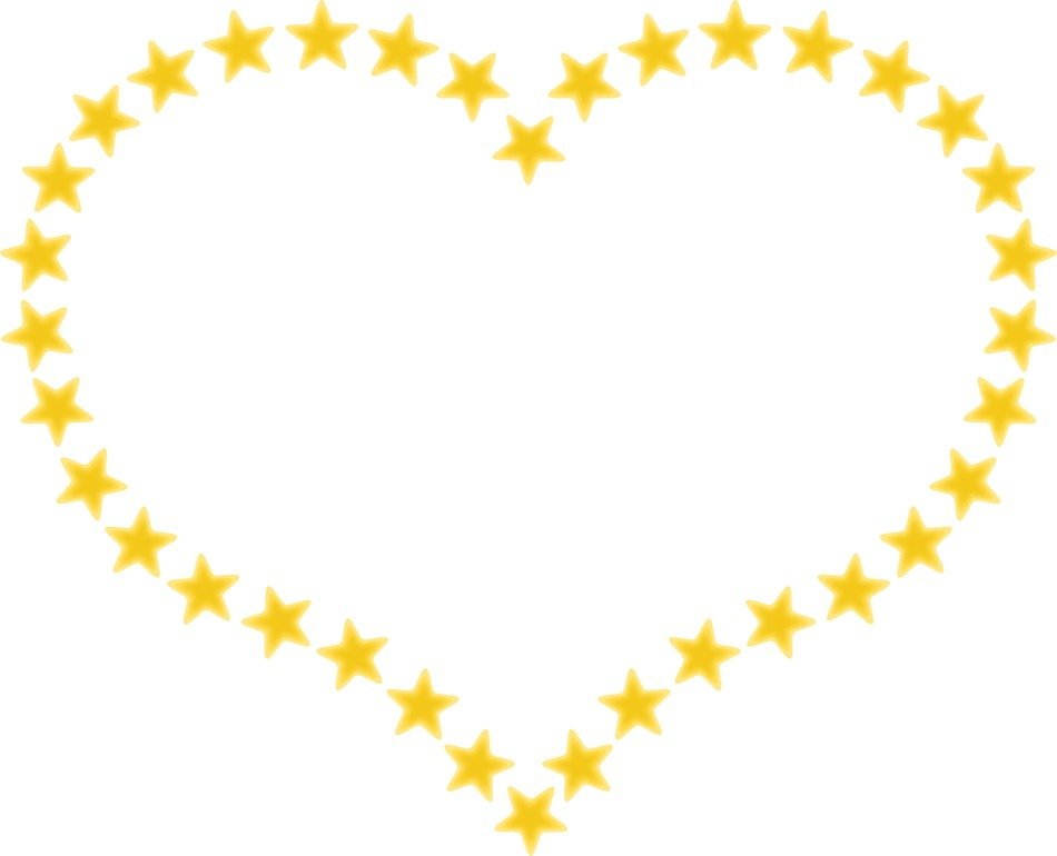clipart of the yellow starts in a heart shape