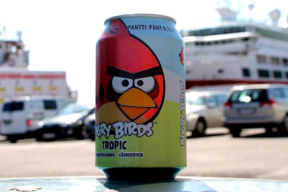 angry bird on a can for drinks