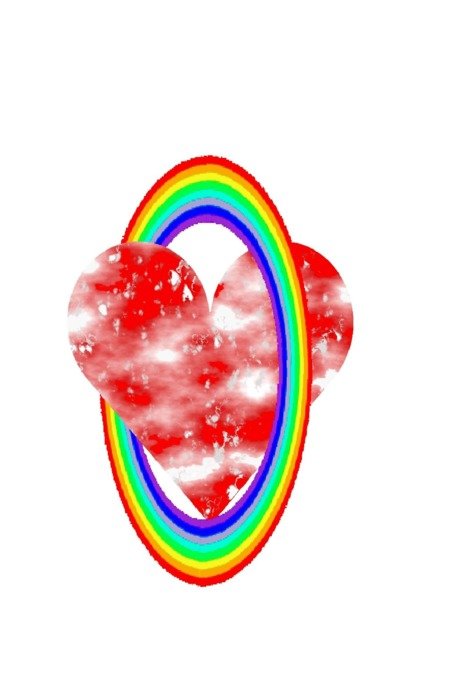 heart in the rainbow ring drawing