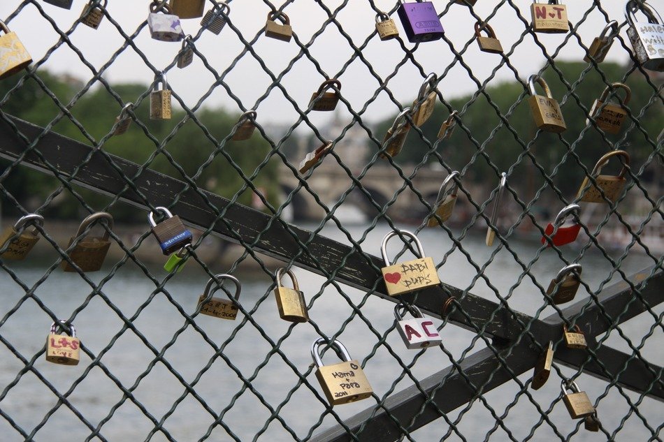 locks hanged on art bridge
