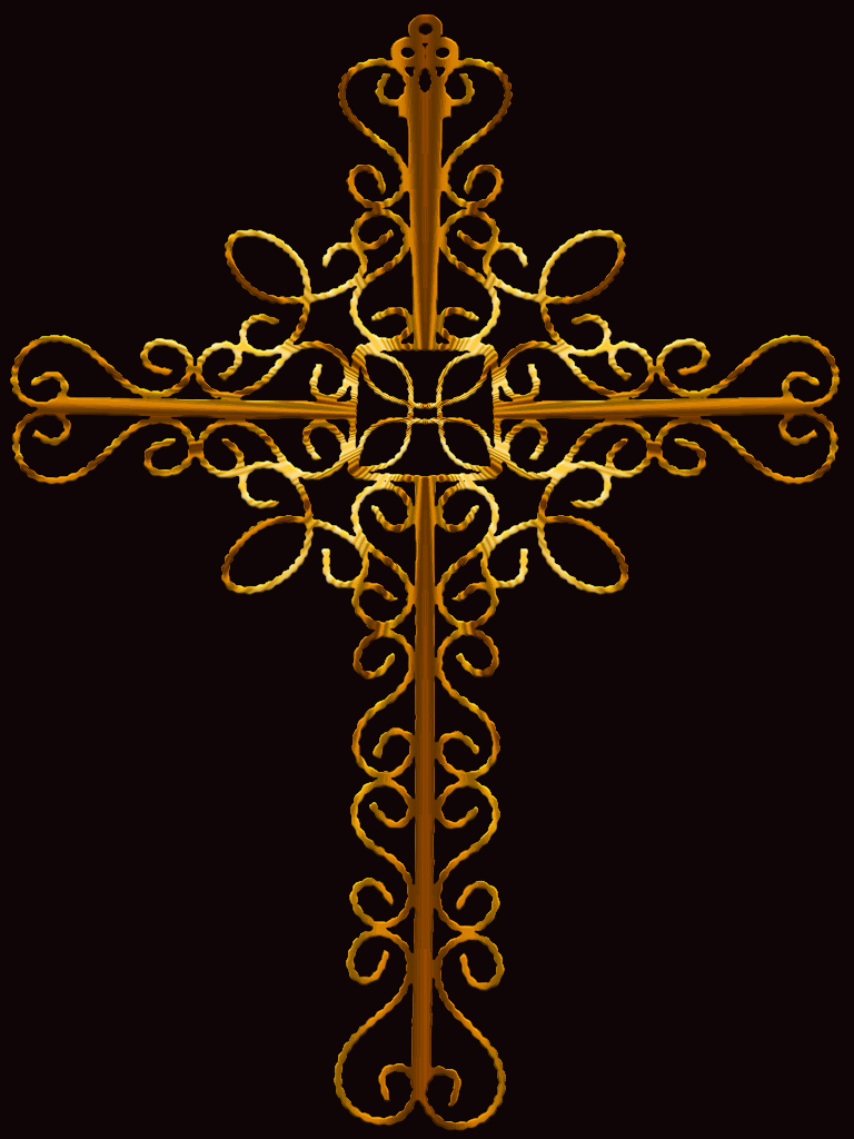 Decorative yellow cross on a black background free image download