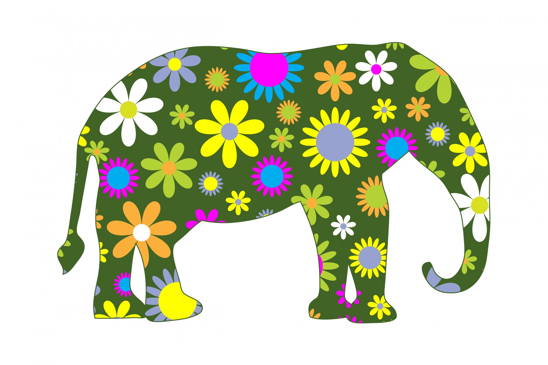 Слон цветной векторный