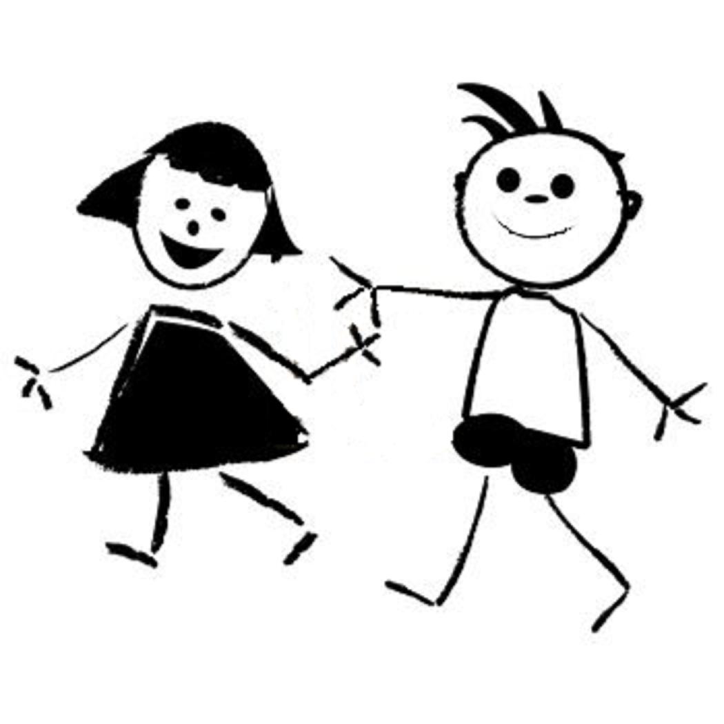Cartoon Boy And Girl Holding Hands Black And White Free Image Download