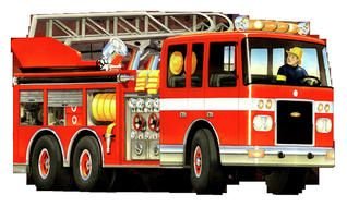 Fire Truck with driver, cutout