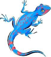blue lizard with red dots