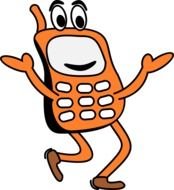 Mobile Phone Cartoon orange drawing