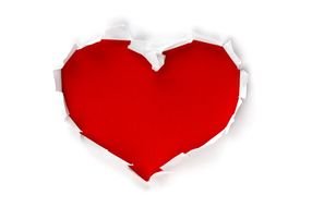 paper red heart on a white background
