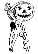 Clipart of Halloween Retro Lady