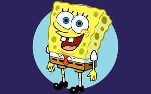 SpongeBob SquarePants on a blue circle background
