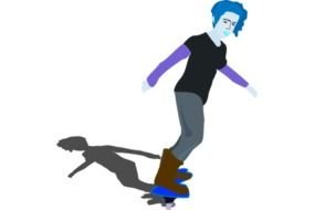Young Girl On Skateboard Vector Clip Art