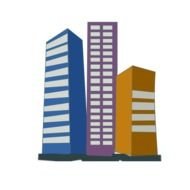 three skyscrapers as a graphic image