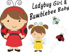 Ä°llustration of the ladybug girl and bumblebee baby