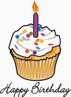 Happy Birthday Cupcake Clip Art drawing