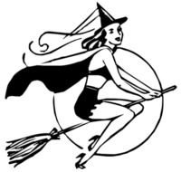 Halloween Witch On Broom Silhouette N2