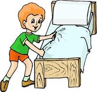Child Making Bed Clip Art