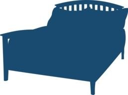 blue silhouette of a bed