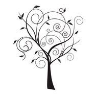 tree with swirly branches, silhouette