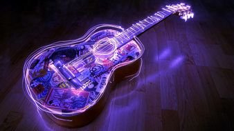 Beautiful colorful neon guitar