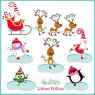 CHRISTMAS SKATERS Png Clip Art Images 300 Dpi Print Quality